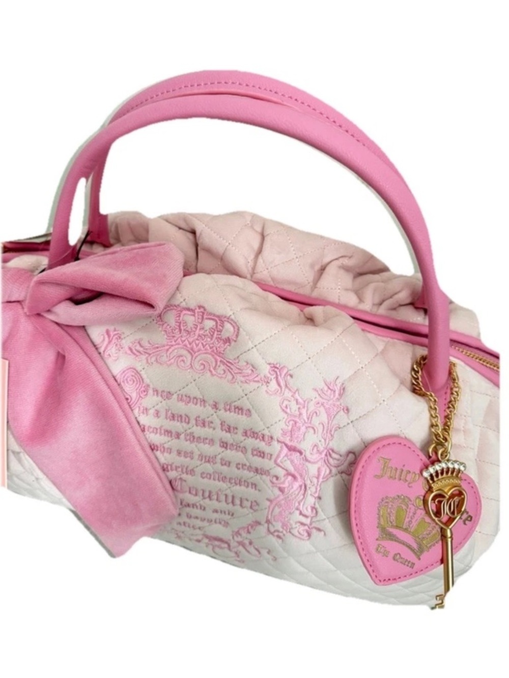 NWT Juicy Couture Juicy Tale Bowler Satchel quilted powder blush Pink - Picture 4 of 4